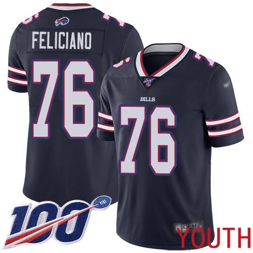 Youth Buffalo Bills #76 Jon Feliciano Limited Navy Blue Inverted Legend 100th Season NFL Jersey->youth nfl jersey->Youth Jersey